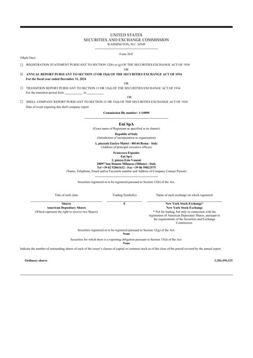 Thumbnail ENI 20-F Annual Report 2024