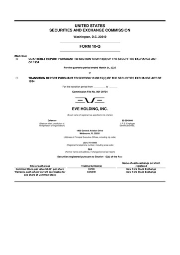 Thumbnail Eve Holding, Inc. 10-Q Quarterly Report FY2025 