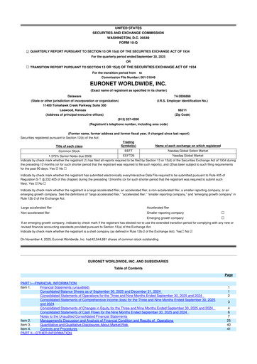 Vorschaubild Euronet Worldwide
 10-Q Quartalsbericht 2025 