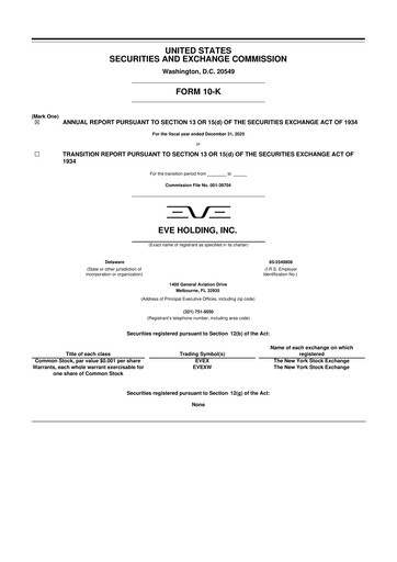 Thumbnail Eve Holding, Inc. 10-K Annual Report 2025