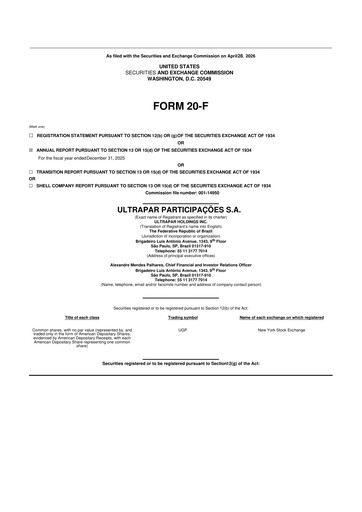 Thumbnail Ultrapar Participacoes 20-F Annual Report 