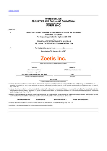 Thumbnail Zoetis 10-Q Quarterly Report FY2013 