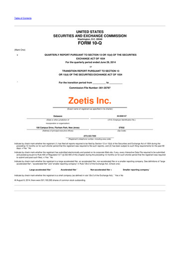 Thumbnail Zoetis 10-Q Quarterly Report FY2014 