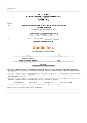 Thumbnail Zoetis 10-Q Quarterly Report FY2016 