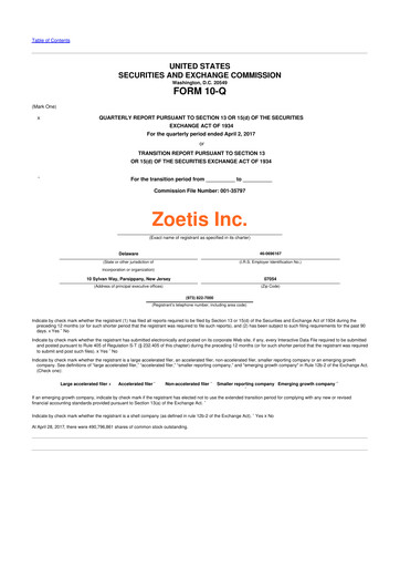 Thumbnail Zoetis 10-Q Quarterly Report FY2017 