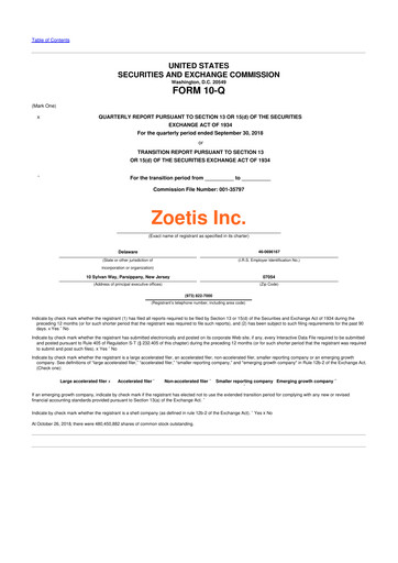 Thumbnail Zoetis 10-Q Quarterly Report FY2018 
