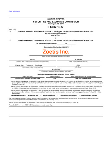 Thumbnail Zoetis 10-Q Quarterly Report FY2021 