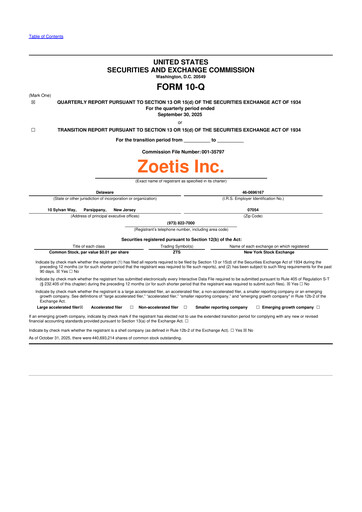 Thumbnail Zoetis 10-Q Quarterly Report FY2025 