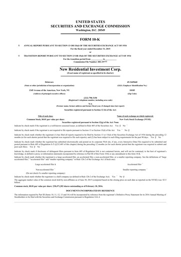 Thumbnail Rithm Capital 10-K Annual Report 2015