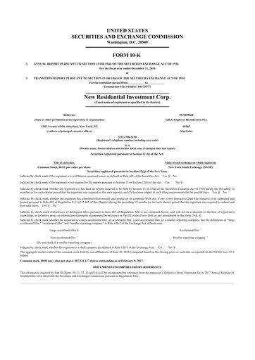 Thumbnail Rithm Capital 10-K Annual Report 2016