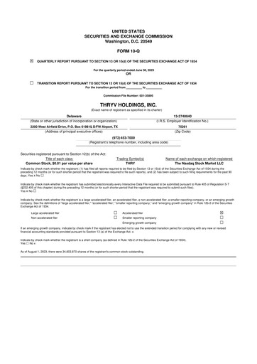 Thumbnail Thryv 10-Q Quarterly Report FY2023 