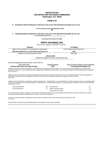 Thumbnail Thryv 10-Q Quarterly Report FY2024 