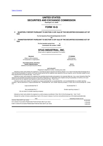 Thumbnail STAG Industrial 10-Q Quarterly Report FY2014 