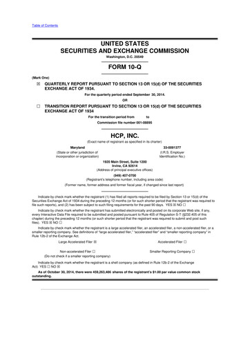 Thumbnail Healthpeak Properties
 10-Q Quarterly Report FY2014 