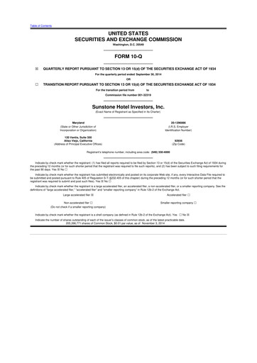 Thumbnail Sunstone Hotel Investors
 10-Q Quarterly Report FY2014 