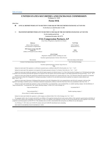 Thumbnail USA Compression Partners
 10-K Annual Report 2014