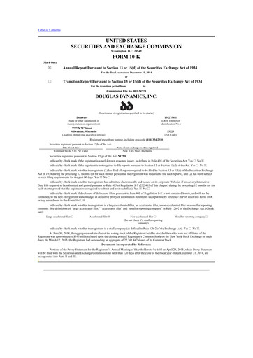 Thumbnail Douglas Dynamics
 10-K Annual Report 2014