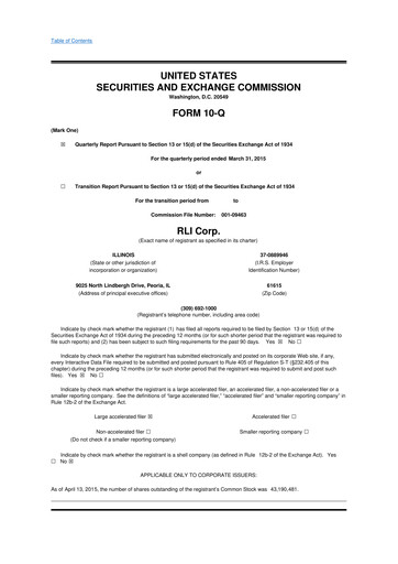 Vorschaubild RLI Corp.
 10-Q Quartalsbericht 2015 