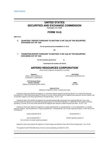 Vorschaubild Antero Resources
 10-Q Quartalsbericht 2015 