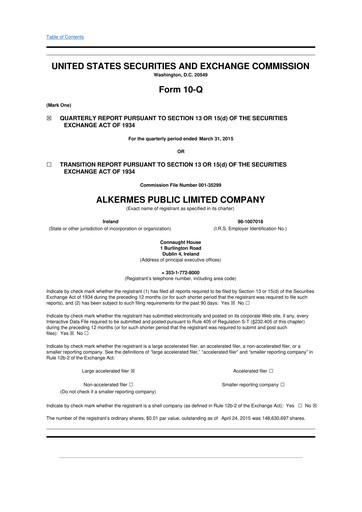Miniature Alkermes 10-Q Rapport trimestriel 2015 