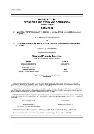 Thumbnail Starwood Property Trust 10-Q Quarterly Report FY2015 