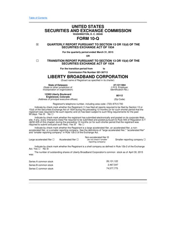 Thumbnail Liberty Broadband 10-Q Quarterly Report FY2015 