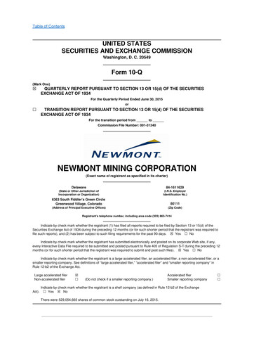Thumbnail Newmont 10-Q Quarterly Report FY2015 