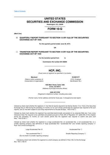 Thumbnail Healthpeak Properties
 10-Q Quarterly Report FY2015 