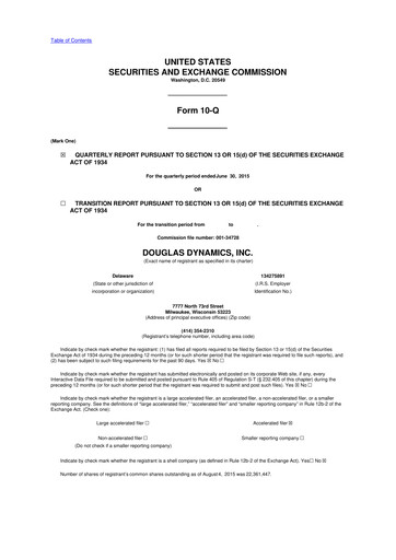 Thumbnail Douglas Dynamics
 10-Q Quarterly Report FY2015 