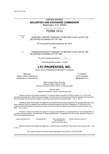 Thumbnail LTC Properties 10-Q Quarterly Report FY2015 
