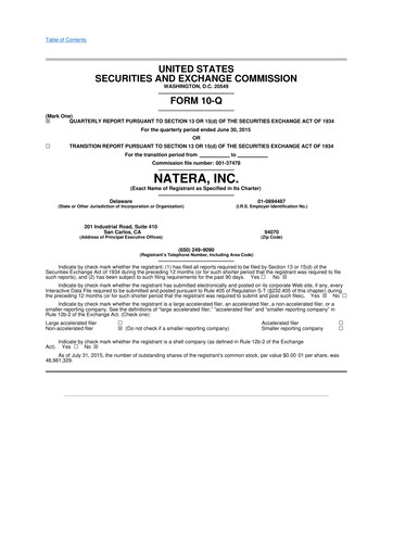 Thumbnail Natera 10-Q Quarterly Report FY2015 