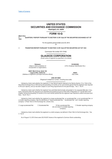 Thumbnail Glaukos 10-Q Quarterly Report FY 