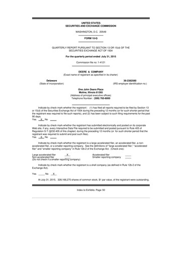 Thumbnail Deere & Company (John Deere) 10-Q Quarterly Report FY2015 