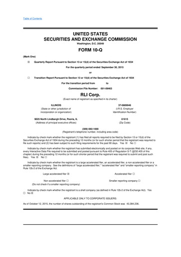 Vorschaubild RLI Corp.
 10-Q Quartalsbericht 2015 