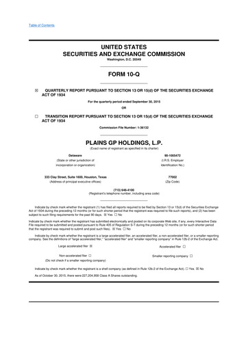 Thumbnail Plains GP 10-Q Quarterly Report FY2015 
