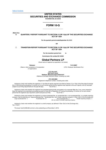Thumbnail Global Partners LP 10-Q Quarterly Report FY2015 