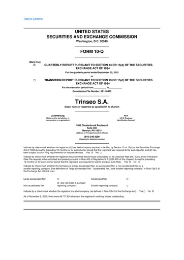 Thumbnail Trinseo 10-Q Quarterly Report FY2015 