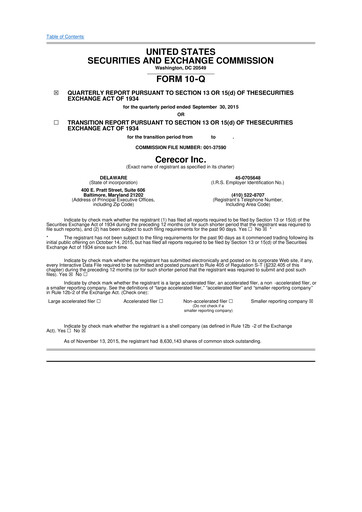 Miniature Avalo Therapeutics 10-Q Rapport trimestriel 2015 