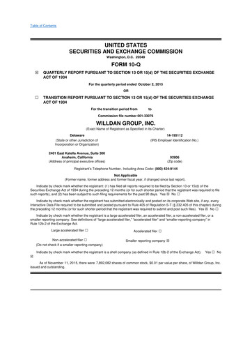 Thumbnail Willdan Group
 10-Q Quarterly Report FY2015 