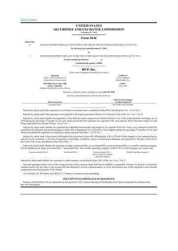 Thumbnail Healthpeak Properties
 10-K Annual Report 2015