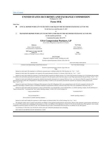 Thumbnail USA Compression Partners
 10-K Annual Report 2015