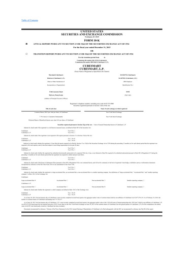 Thumbnail CubeSmart
 10-K Annual Report 2015
