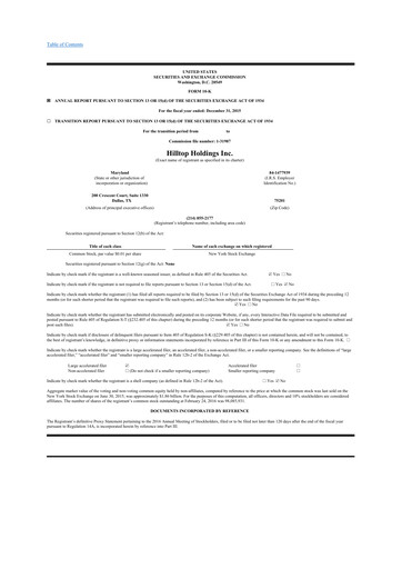 Thumbnail Hilltop Holdings 10-K Annual Report 2015