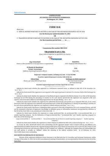 Thumbnail Transocean 10-K Annual Report 2015