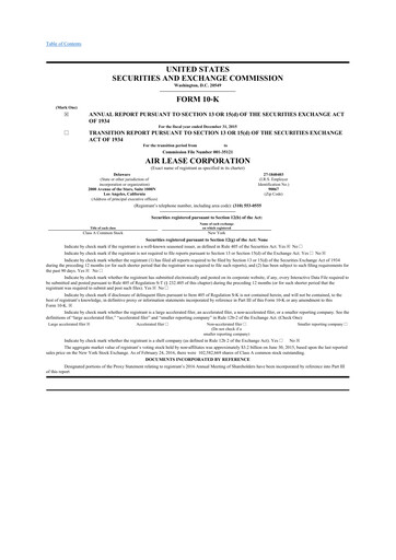 Thumbnail Air Lease Corporation
 10-K Annual Report 2015