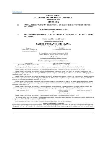 Thumbnail Safety Insurance
 10-K Annual Report 2015