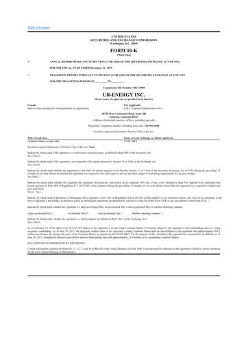 Thumbnail Ur-Energy 10-K Annual Report 2015