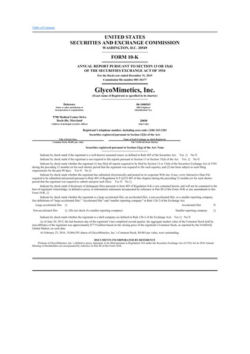 Thumbnail GlycoMimetics
 10-K Annual Report 2015