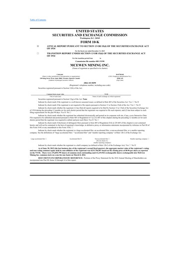 Thumbnail McEwen Mining 10-K Annual Report 2015