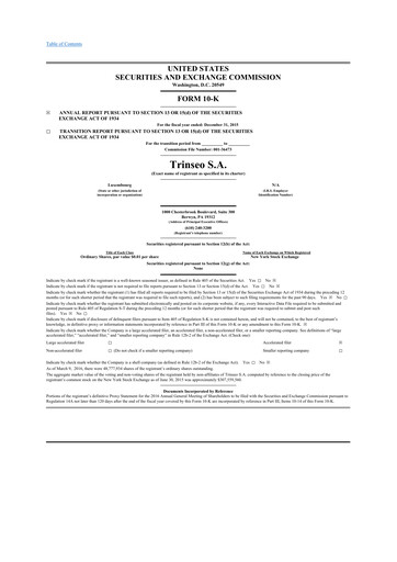 Thumbnail Trinseo 10-K Annual Report 2015